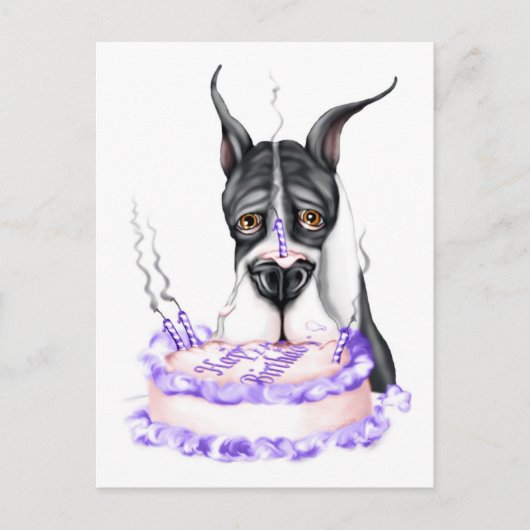 Carte Postale Great Dane Mantle gâteau d'anniversaire (Devant)