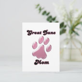 Carte Postale Great Dane Mom Pink Pawprint (Debout devant)