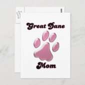 Carte Postale Great Dane Mom Pink Pawprint (Devant / Derrière)