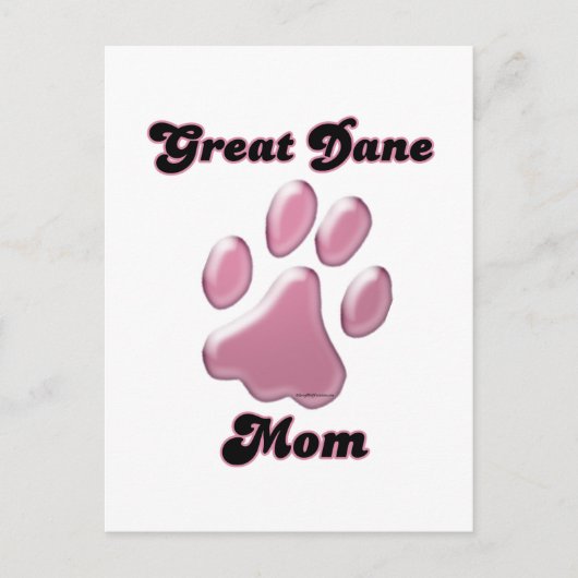 Carte Postale Great Dane Mom Pink Pawprint (Devant)