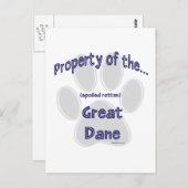 Carte Postale Great Dane propriété (Devant / Derrière)