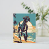 Carte Postale Great Dane sur une plage tropicale au coucher du s (Debout devant)