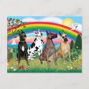Carte Postale Great Danes (quatre) - Rainbow Bright