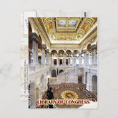 Carte Postale Great Hall, Bibliothèque du Congrès, Washington, D (Devant / Derrière)