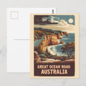Carte Postale Great Ocean Road Australie Illustration Art Voyage (Devant / Derrière)