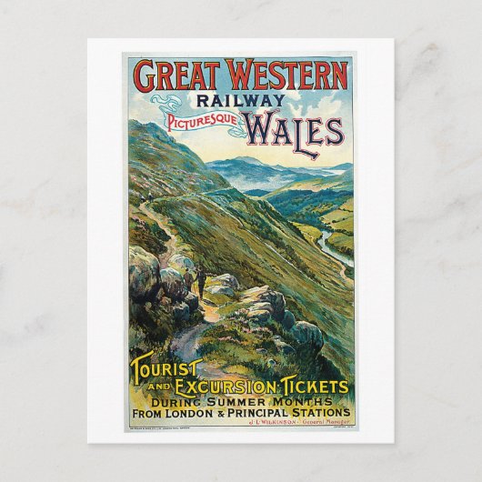 Carte Postale Great Western Railway ~ Pays de Galles (Devant)