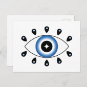 Carte Postale Grec Mal Oeil Bleu Noir Blanc (Devant / Derrière)