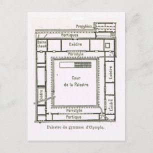 Carte Postale Grèce antique, Olympie, plan du Gymnase