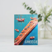 Carte Postale Grèce, bateaux de pêche sur la côte (Debout devant)