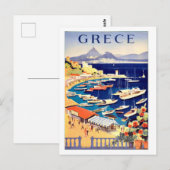 Carte Postale Grèce, bateaux de pêche sur un petit bateau (Devant / Derrière)