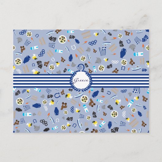 Carte Postale Grèce : des objets célèbres du passé et du présent (Devant)