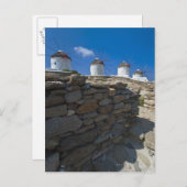 Carte Postale Grèce, îles Cyclades, Mykonos, Mur en pierre (Devant / Derrière)
