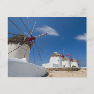 Carte Postale Grèce, Iles des Cyclades, Mykonos, Vieux moulins