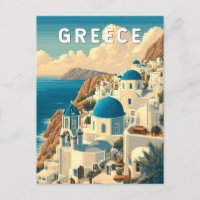 Grèce Illustration Voyage Art Vintage