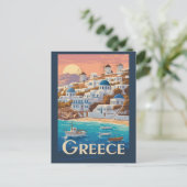 Carte Postale Grèce Mykonos Illustration Voyage Art Vintage (Debout devant)