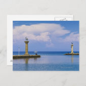 Carte Postale Grèce, Rhodes, statue de cerf dans le port de Mand (Devant / Derrière)