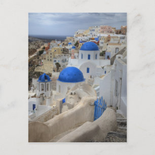 Carte Postale Grèce, Santorin. Clocher et dômes bleus de 3