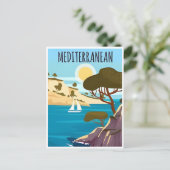 Carte Postale Grèce Vintage voyage Santorin méditerranée (Debout devant)