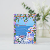 Carte Postale Grèce Vues de Terrace Gouache Peinture (Debout devant)