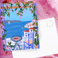 Grèce Vues de Terrace Gouache Peinture