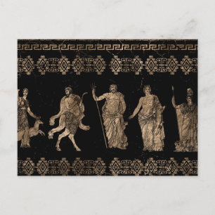 Carte Postale Greek Deities and Meander key ornament