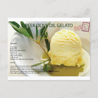 Carte Postale GREEK Olive Oil Gelato Recipe Postcard