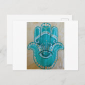 Carte Postale Green and Gold Hamsa (Devant / Derrière)