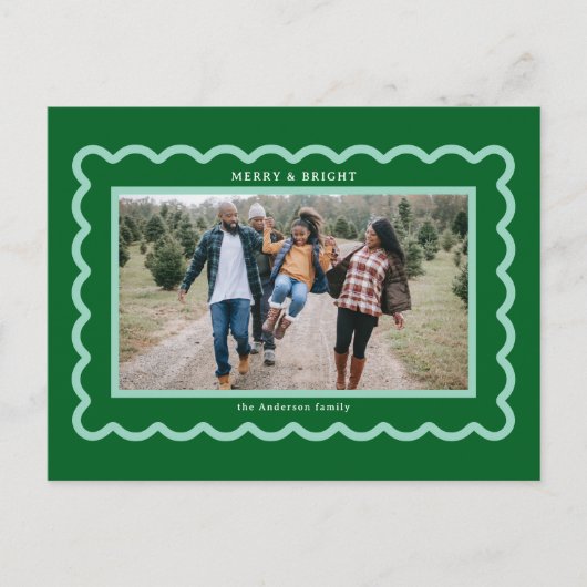 Carte Postale Green and Mint Simple Scallop Photo Frame (Devant)