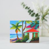 Carte Postale Green Beach House, Palm Trees et Océan (Debout devant)