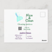 Carte Postale Green blue gitter clean mop ajouter le nom adresse (Dos)