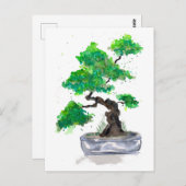 Carte postale Green Bonsai Watercolor (Devant / Derrière)