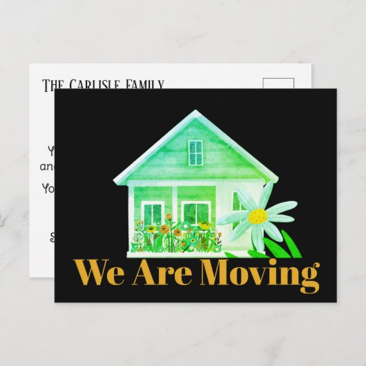 Carte Postale Green Botanical We Are Moving New Home Address (Devant / Derrière)