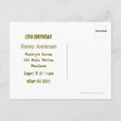 Carte Postale Green Camo Boys Invitation de fête d'anniversaire (Dos)