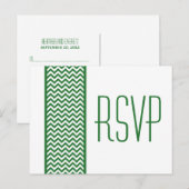 Carte postale Green Chevron Border RSVP (Devant / Derrière)