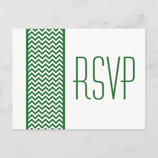 Carte postale Green Chevron Border RSVP (Devant)