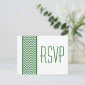 Carte postale Green Chevron Border RSVP (Debout devant)