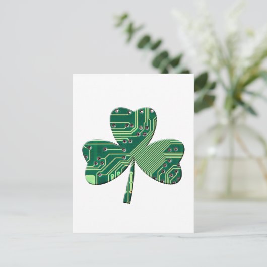 Carte Postale Green Circuit Board St Patrick Day Shamrock (Debout devant)