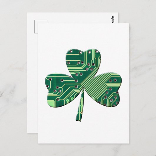 Carte Postale Green Circuit Board St Patrick Day Shamrock (Devant / Derrière)