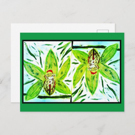 Carte postale Green Cymbidium Orchidées (Devant / Derrière)