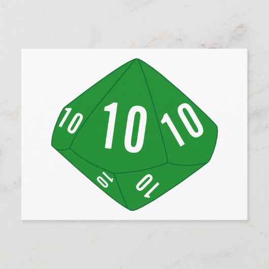 Carte postale Green D10 Dice Table Number (Devant)