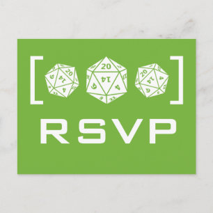 Carte postale Green D20 Dice Gamer RSVP