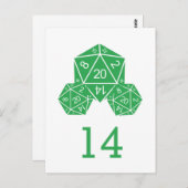 Carte postale Green D20 Dice Table Number (Devant / Derrière)