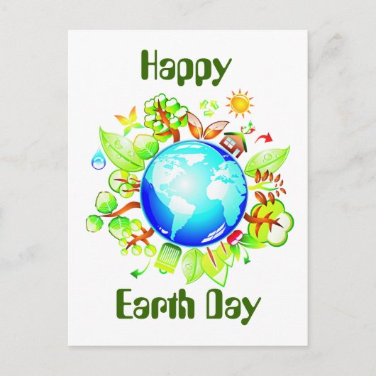 Carte Postale Green Earth Eco Friendly pour le Jour des terres (Devant)