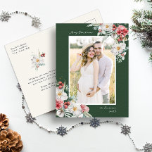 Carte postale Green Elegant Christmas Photo Holida