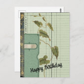 Carte Postale Green Ephemera Collage Joyeux anniversaire (Devant / Derrière)
