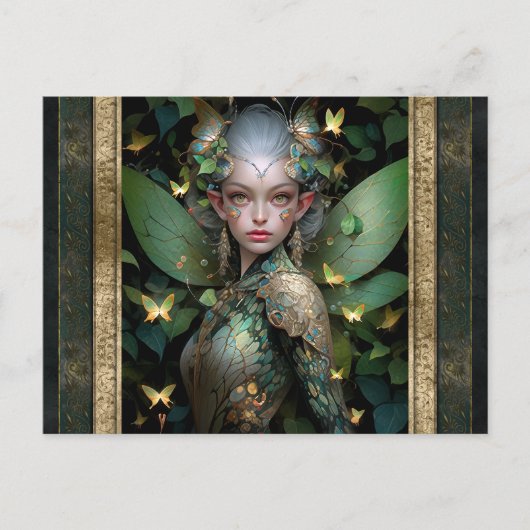 Carte Postale Green Fairy Femme Imaginaire Art (Devant)