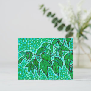 Carte Postale Green Feuille Summer Nature Floral Art Sketch