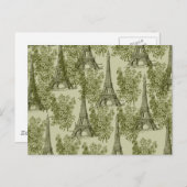 Carte Postale Green Floral Paris Tour Eiffel (Devant / Derrière)