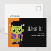 Carte Postale Green Frankenstein Monster Halloween Merci (Devant / Derrière)