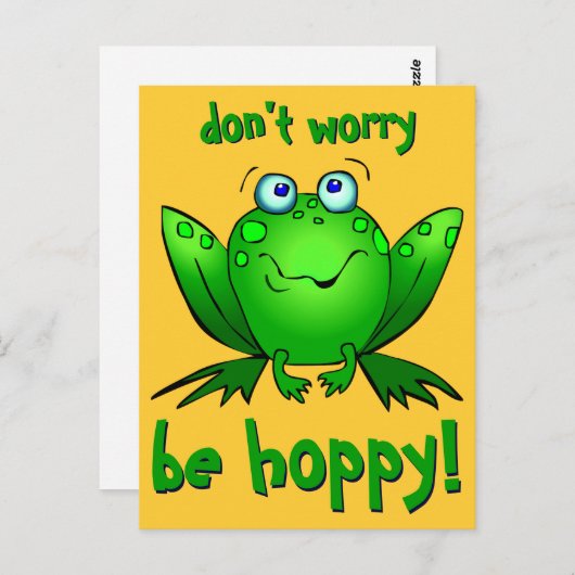 Carte Postale Green Frog Ne T'Inquiète Pas Be Hoppy Postcards (Devant / Derrière)